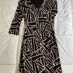 Patterned Wrap Style Dress